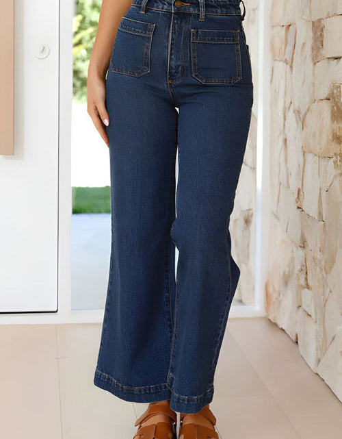 Load image into Gallery viewer, High Waist Bootcut Jeans with Pockets
