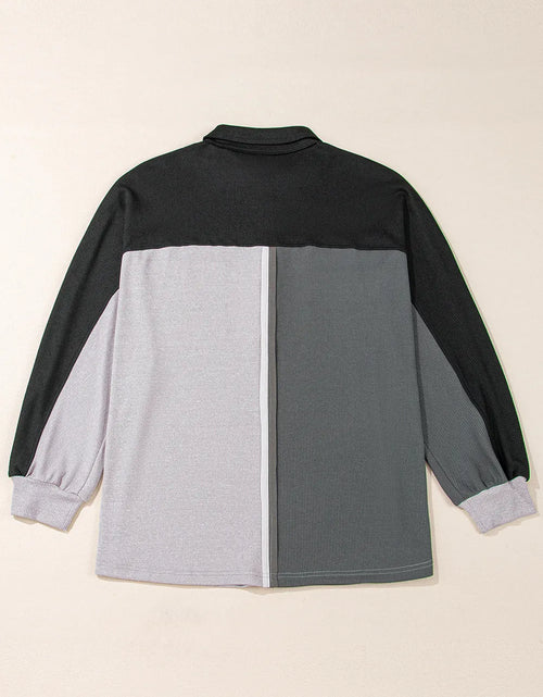 Load image into Gallery viewer, Pocketed Contrast Long Sleeve Sweatshirt
