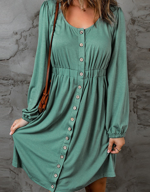 Load image into Gallery viewer, Julianna Button Up High Waist Long Sleeve Dress by Poppy Lee Lane
