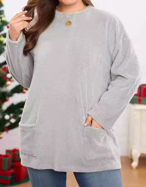 Load image into Gallery viewer, Fuzzy Round Neck Long Sleeve Top

