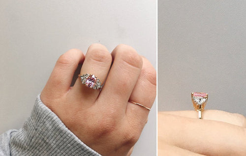 Load image into Gallery viewer, Vintage 1980's Cubic Zirconia Ring with Clear Austrian Crystals 18k Yellow Gold Electroplated by PVD Vintage Jewelry
