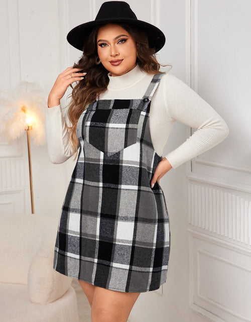 Load image into Gallery viewer, Honey Plus Size Plaid Wide Strap Overall Dress
