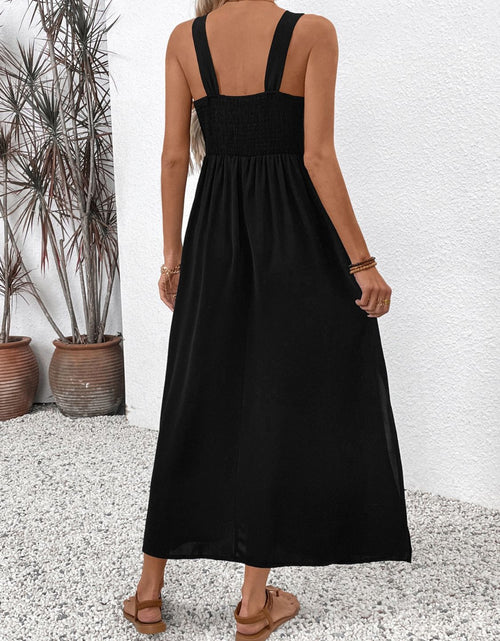 Load image into Gallery viewer, Perfee Embroidered Floral Side Slit Sleeveless Midi Dress
