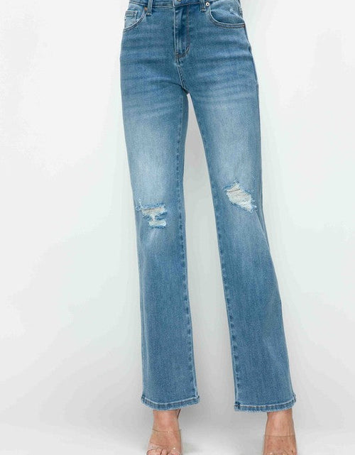 Load image into Gallery viewer, bytos Full Size Distressed High Rise Straight Jeans
