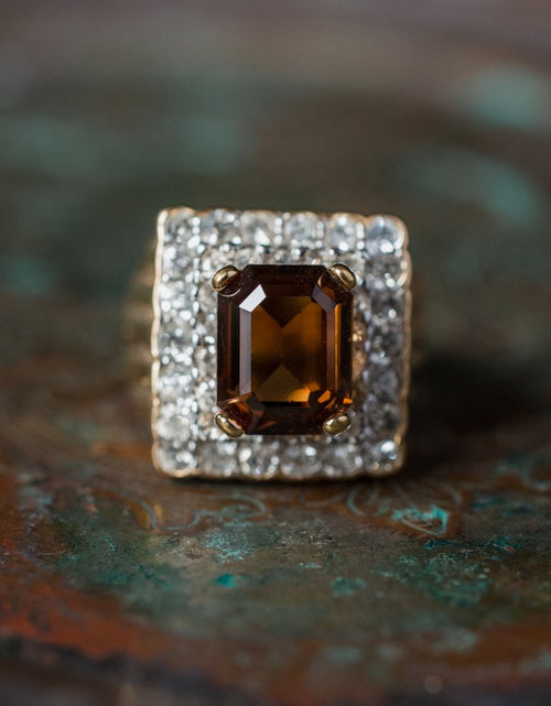 Load image into Gallery viewer, Vintage Austrian Crystal Cocktail Ring 18k Yellow or White Gold Electroplated Women's Birthstne RingMade in USA by PVD Vintage Jewelry
