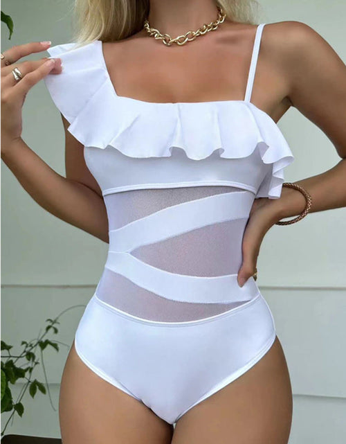 Load image into Gallery viewer, Asymmetrical Ruffled One-Piece Swimwear
