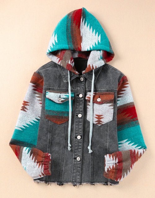 Load image into Gallery viewer, Drawstring Hooded Pocketed Denim Jacket
