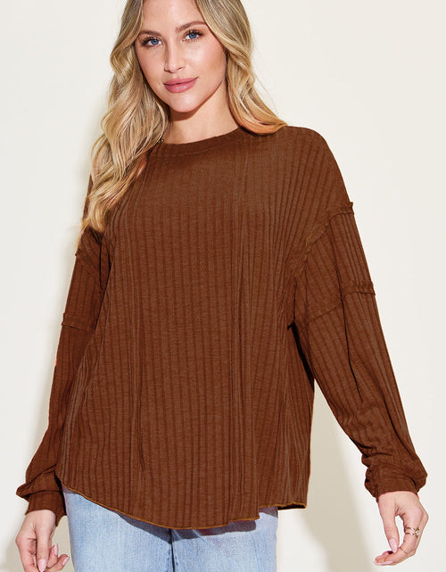 Load image into Gallery viewer, Basic Bae Full Size Ribbed Round Neck Long Sleeve T-Shirt
