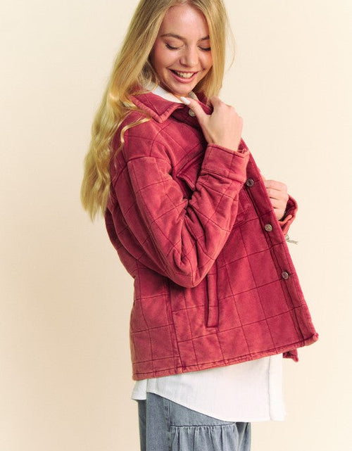 Load image into Gallery viewer, Davi &amp; Dani Quilted Button Down Shacket with Chest Pockets
