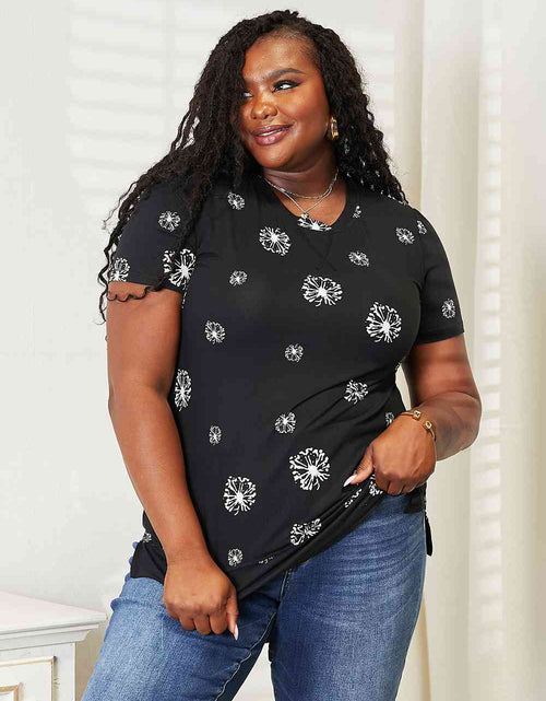Load image into Gallery viewer, Double Take Dandelion Print Round Neck T-Shirt
