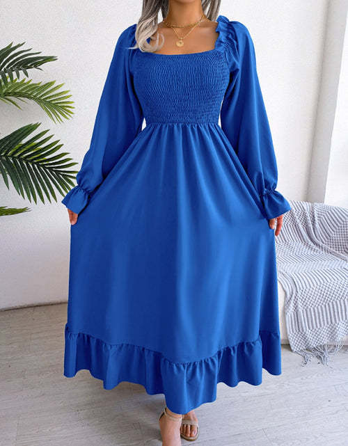 Load image into Gallery viewer, Smocked Square Neck Flounce Sleeve Dress by BlakWardrob
