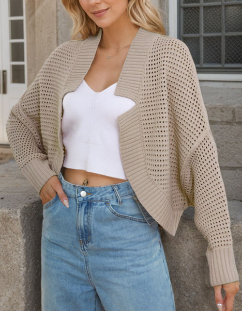 Load image into Gallery viewer, Openwork Open Front Long Sleeve Cardigan
