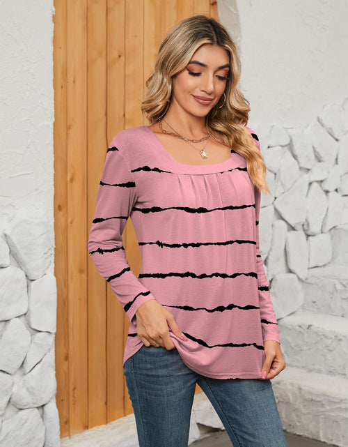Load image into Gallery viewer, Printed Square Neck Long Sleeve Blouse
