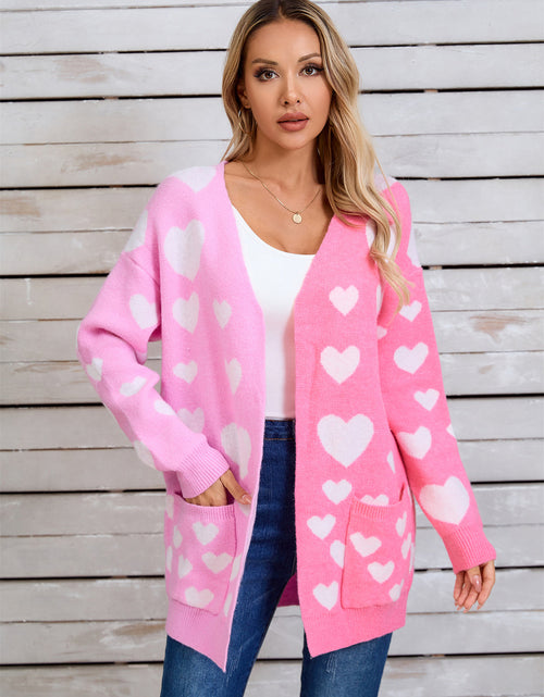 Load image into Gallery viewer, Angel Wings Heart Open Front Long Sleeve Cardigan
