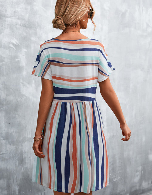 Load image into Gallery viewer, Striped Round Neck Dress
