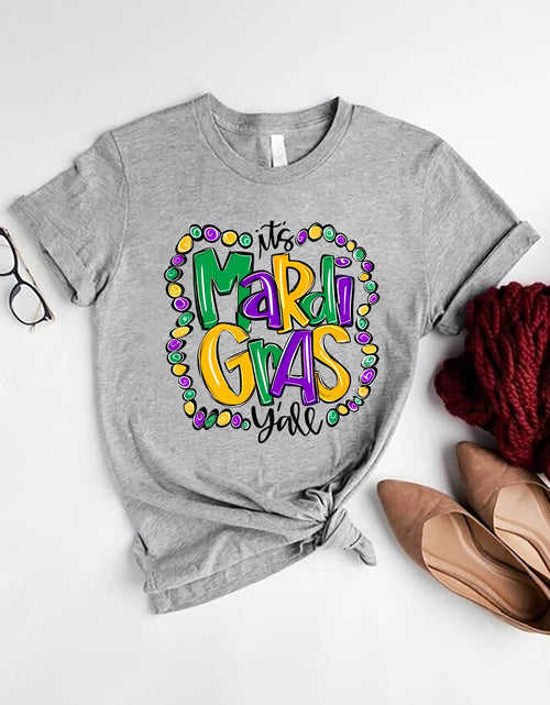 Load image into Gallery viewer, IT'S MARDI GRAS Y'ALL Round Neck T-Shirt
