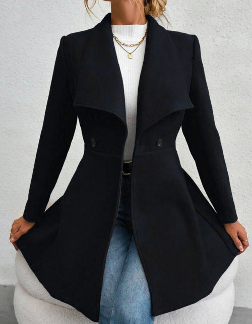Load image into Gallery viewer, Collared Neck Button Up Long Sleeve Coat

