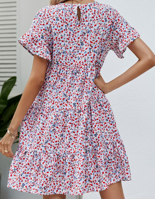 Load image into Gallery viewer, Ditsy Floral Flounce Sleeve Tiered Dress

