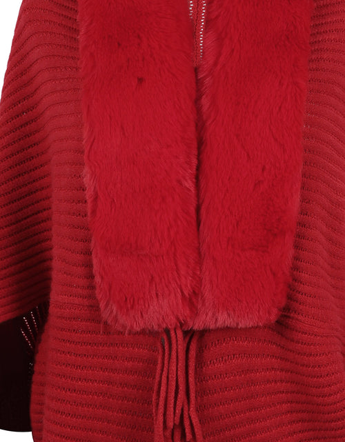 Load image into Gallery viewer, Fringe Detail Long Sleeve Ribbed Poncho
