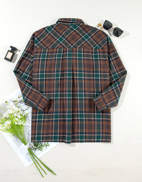 Load image into Gallery viewer, Plaid Button Up Long Sleeve Jacket
