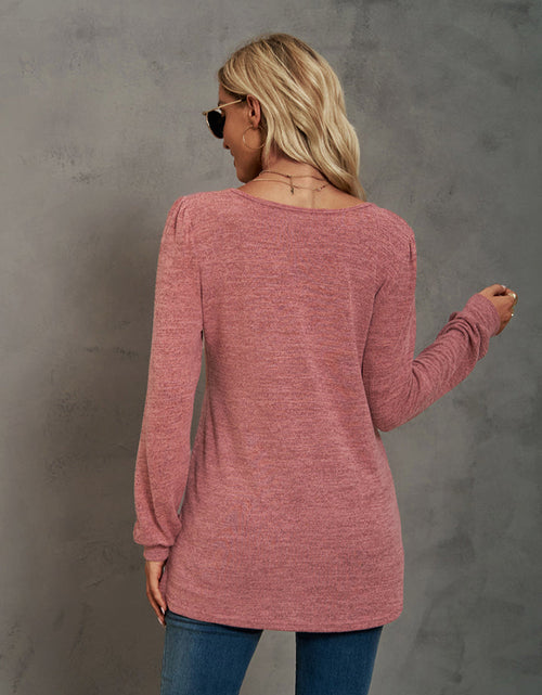 Load image into Gallery viewer, Heathered Square Neck Long Sleeve T-Shirt

