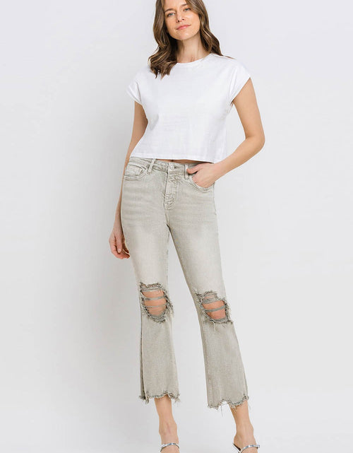 Load image into Gallery viewer, Lovervet Distressed Raw Hem Cropped Flare Jeans
