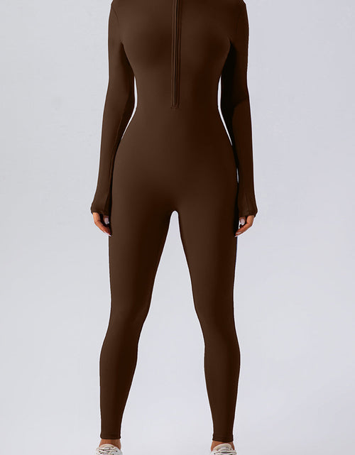 Load image into Gallery viewer, Half Zip Mock Neck Active Jumpsuit
