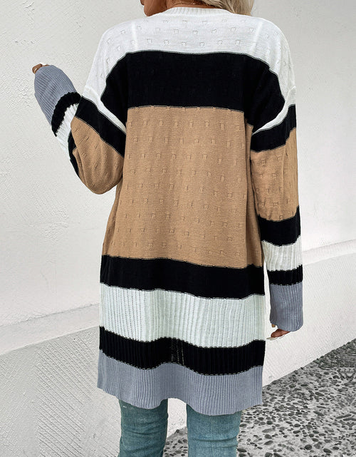 Load image into Gallery viewer, Perfee Color Block Open Front Drop Shoulder Cardigan
