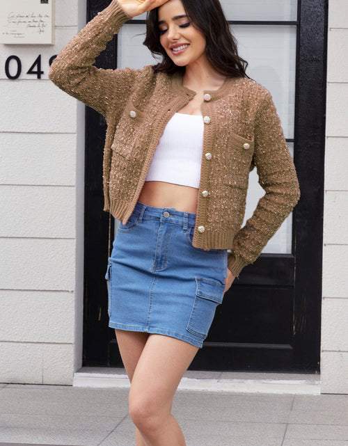 Load image into Gallery viewer, Button Up Round Neck Cardigan
