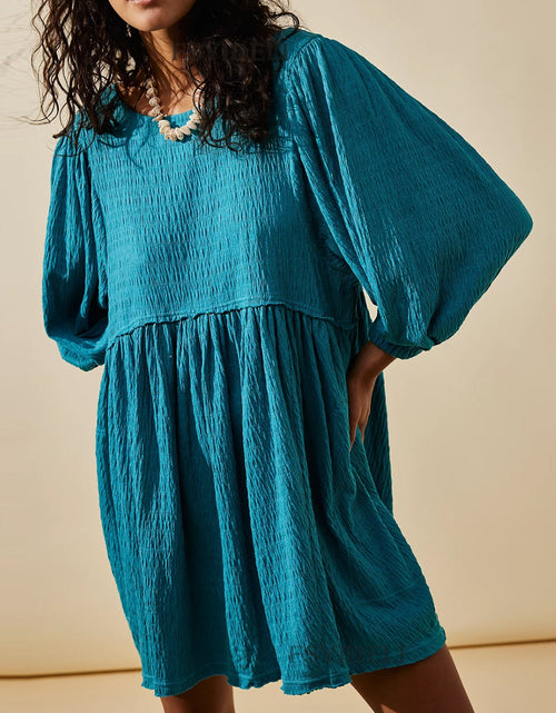 Load image into Gallery viewer, Cutout Textured Long Sleeve Mini Dress
