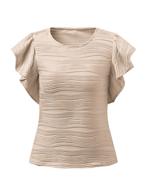 Load image into Gallery viewer, Textured Round Neck Cap Sleeve Top
