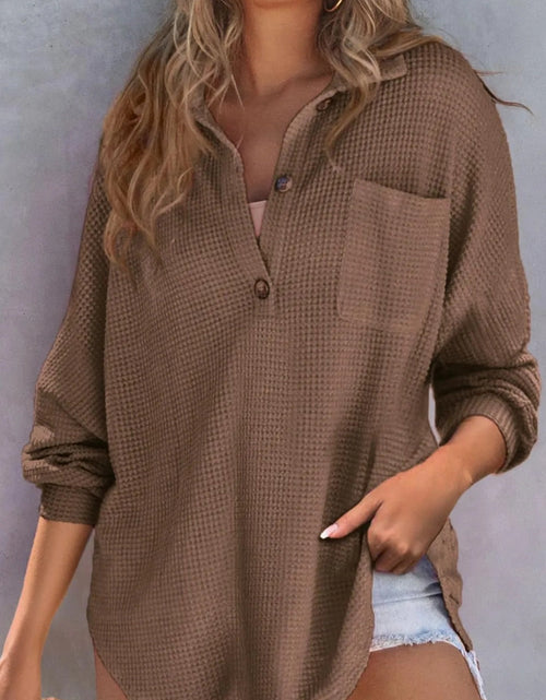 Load image into Gallery viewer, Half Button Long Sleeve Sweatshirt
