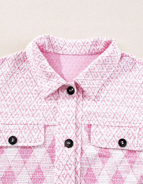 Load image into Gallery viewer, Geometric Print Textured Flap Pocket Shacket
