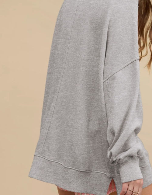 Load image into Gallery viewer, Side Slit Round Neck Long Sleeve Sweatshirt
