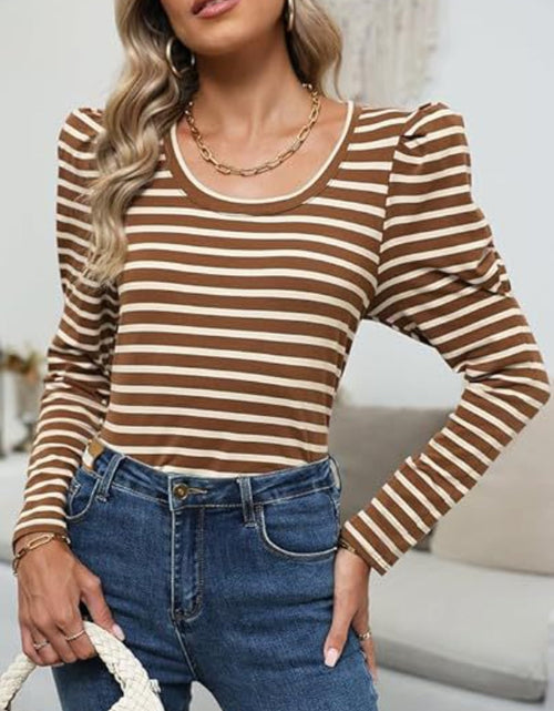 Load image into Gallery viewer, Striped Round Neck Long Sleeve T-Shirt
