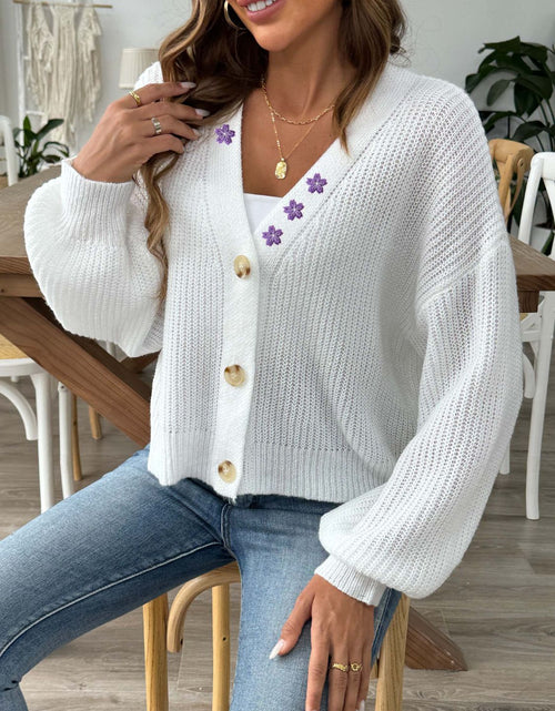 Load image into Gallery viewer, V-Neck Button Up Long Sleeve Cardigan
