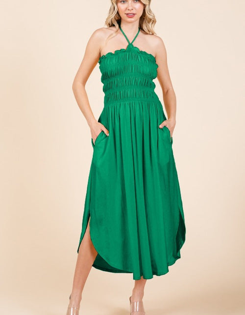 Load image into Gallery viewer, Culture Code Tie Back Shirring Dress with Pockets
