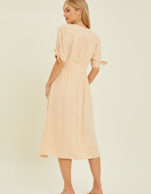 Load image into Gallery viewer, HEYSON Full Size Textured Linen V-Neck Button-Down Midi Dress
