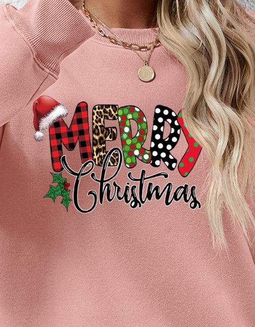 Load image into Gallery viewer, MERRY CHRISTMAS Round Neck Dropped Shoulder Sweatshirt
