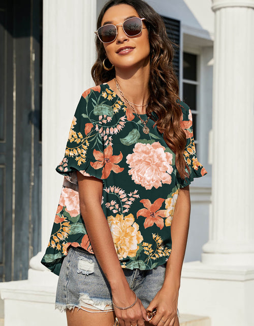 Load image into Gallery viewer, Floral Ruffled Flounce Sleeve Blouse
