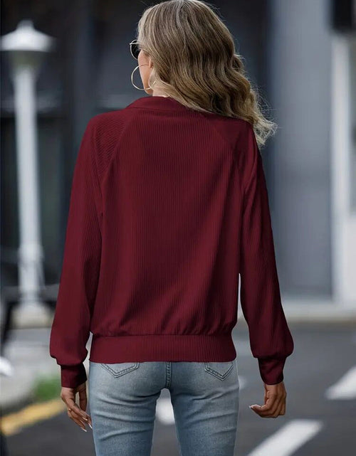 Load image into Gallery viewer, Zip Up Collared Neck Raglan Sleeve Jacket
