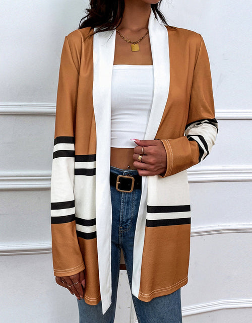 Load image into Gallery viewer, Shiny Color Block Open Front Cardigan
