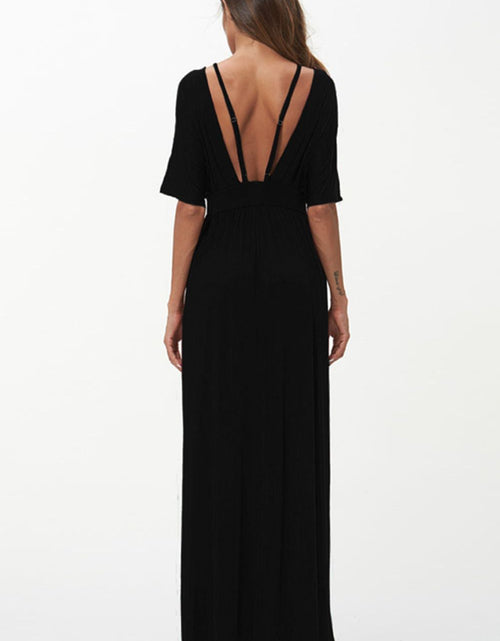 Load image into Gallery viewer, Shiny Strappy Neck Maxi Dress
