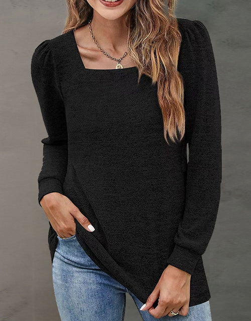 Load image into Gallery viewer, Heathered Square Neck Long Sleeve T-Shirt
