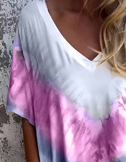 Load image into Gallery viewer, Full Size Pocketed Tie-Dye Short Sleeve Dress

