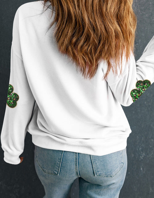 Load image into Gallery viewer, Sequin Lucky Clover Long Sleeve Sweatshirt
