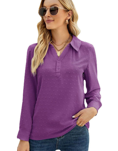 Load image into Gallery viewer, Swiss Dot Johnny Collar Blouse
