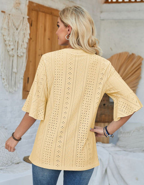 Load image into Gallery viewer, Eyelet Notched Half Sleeve T-Shirt
