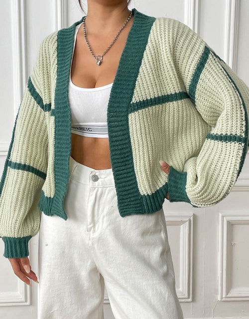 Load image into Gallery viewer, Contrast Open Front Long Sleeve Cardigan
