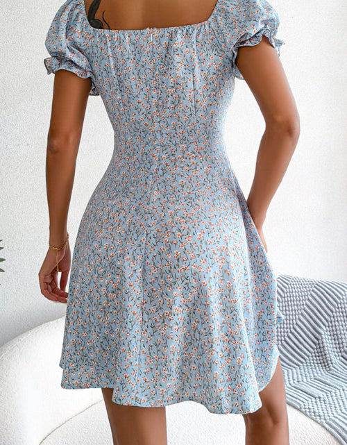 Load image into Gallery viewer, Ditsy Floral Drawstring A-Line Dress
